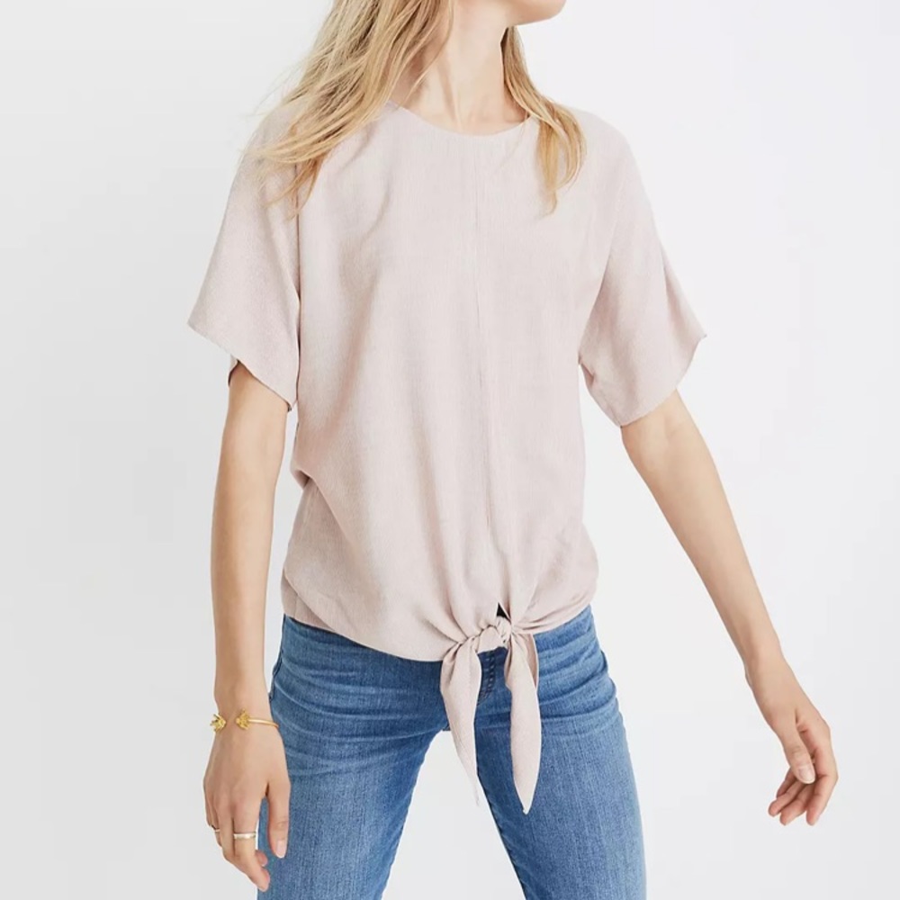 Madewell Button Back Tie Tee in Stripe